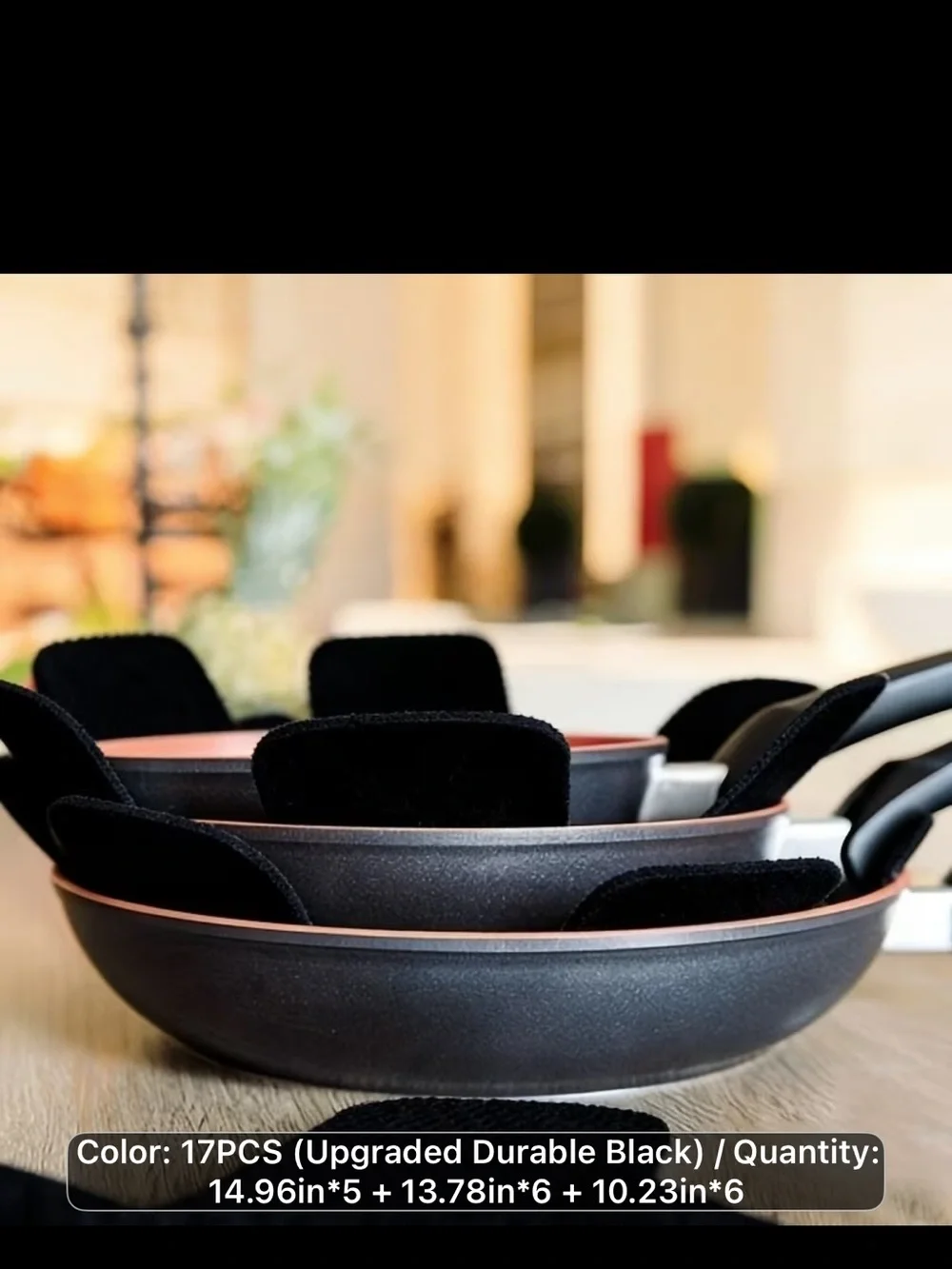 Durable Black Pan Protectors - 17 PCS
